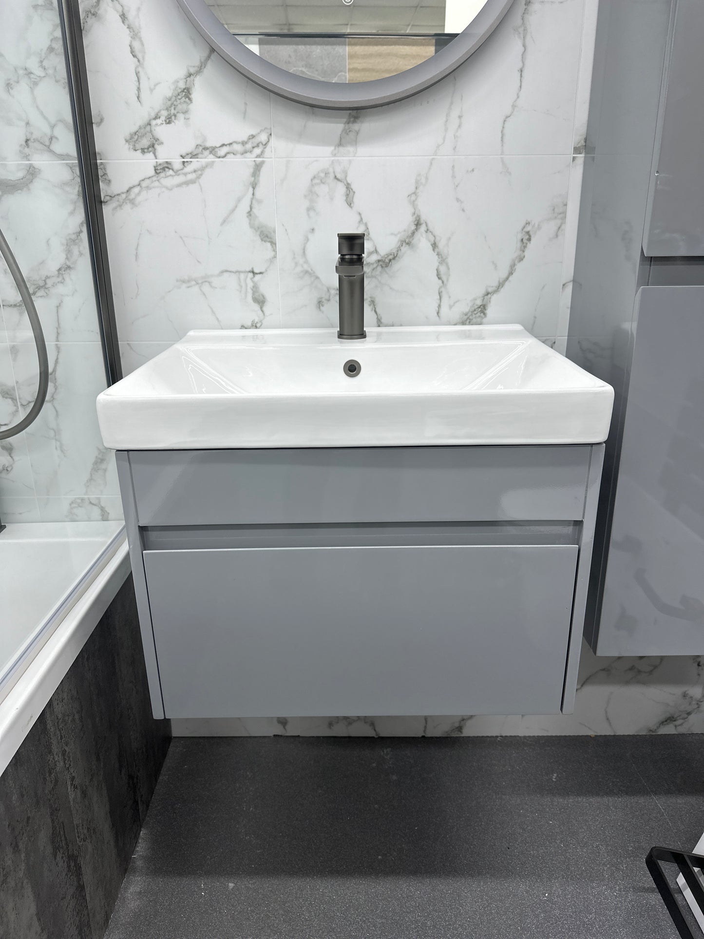 Element 600 Wall Hung Waterproof PVC Vanity Unit and Basin One Drawer