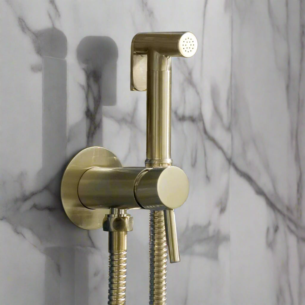 Brushed Brass Manual Mixer Douche Kit
