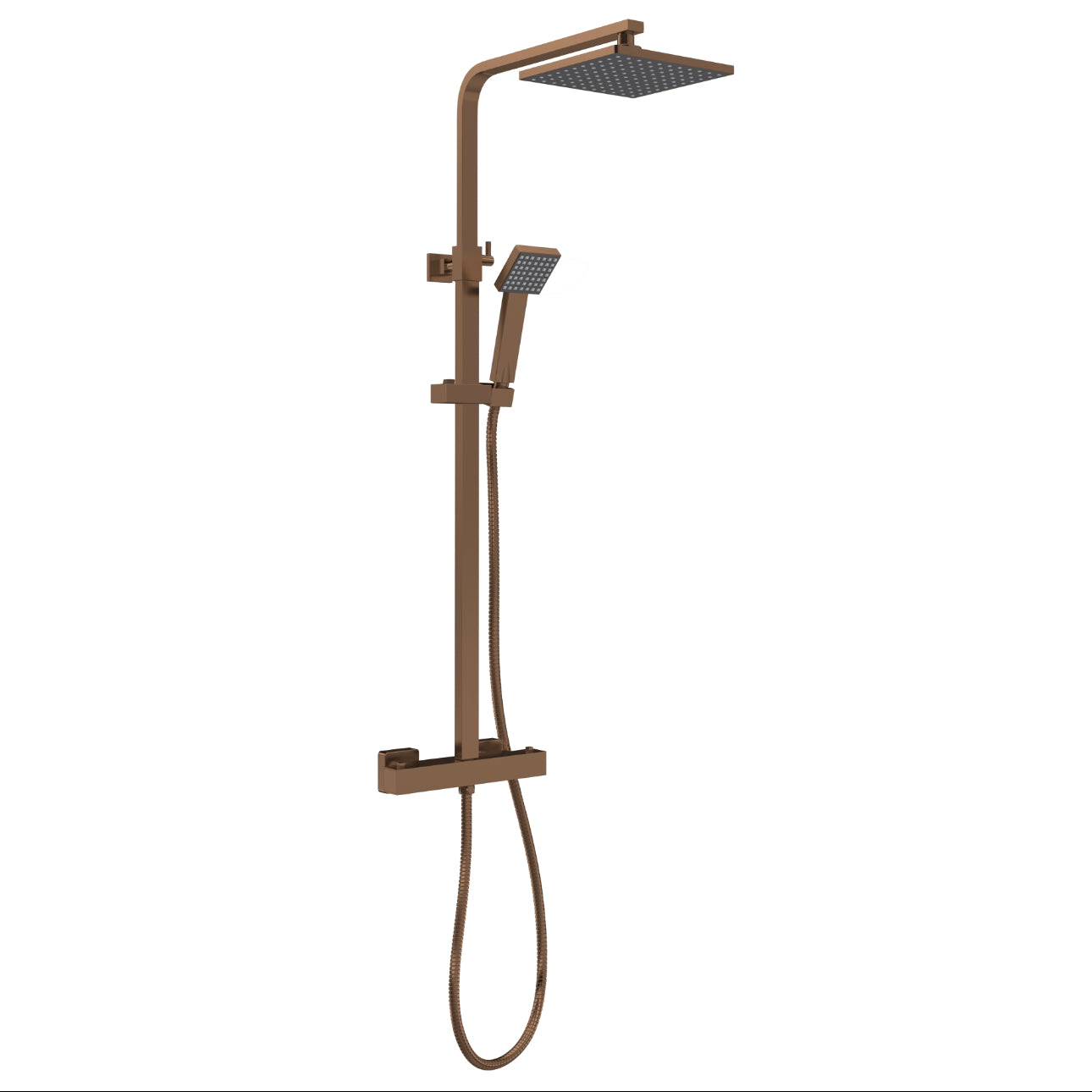 Brushed Bronze Square Thermostatic Bar Shower