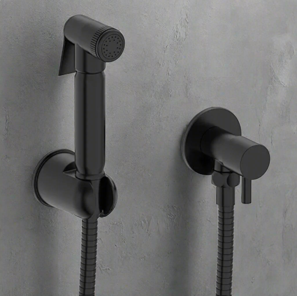 Douche Shower Spray Kit with Shut-Off Valve Matt Black