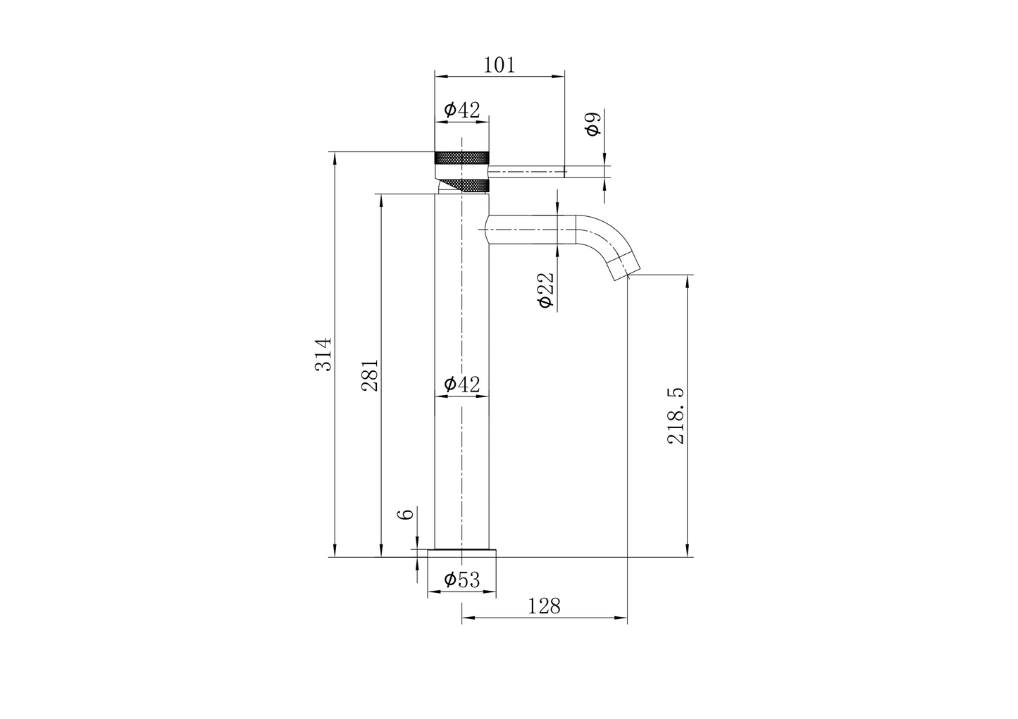 Clarity Knurled Gunmetal Tall Basin Mixer