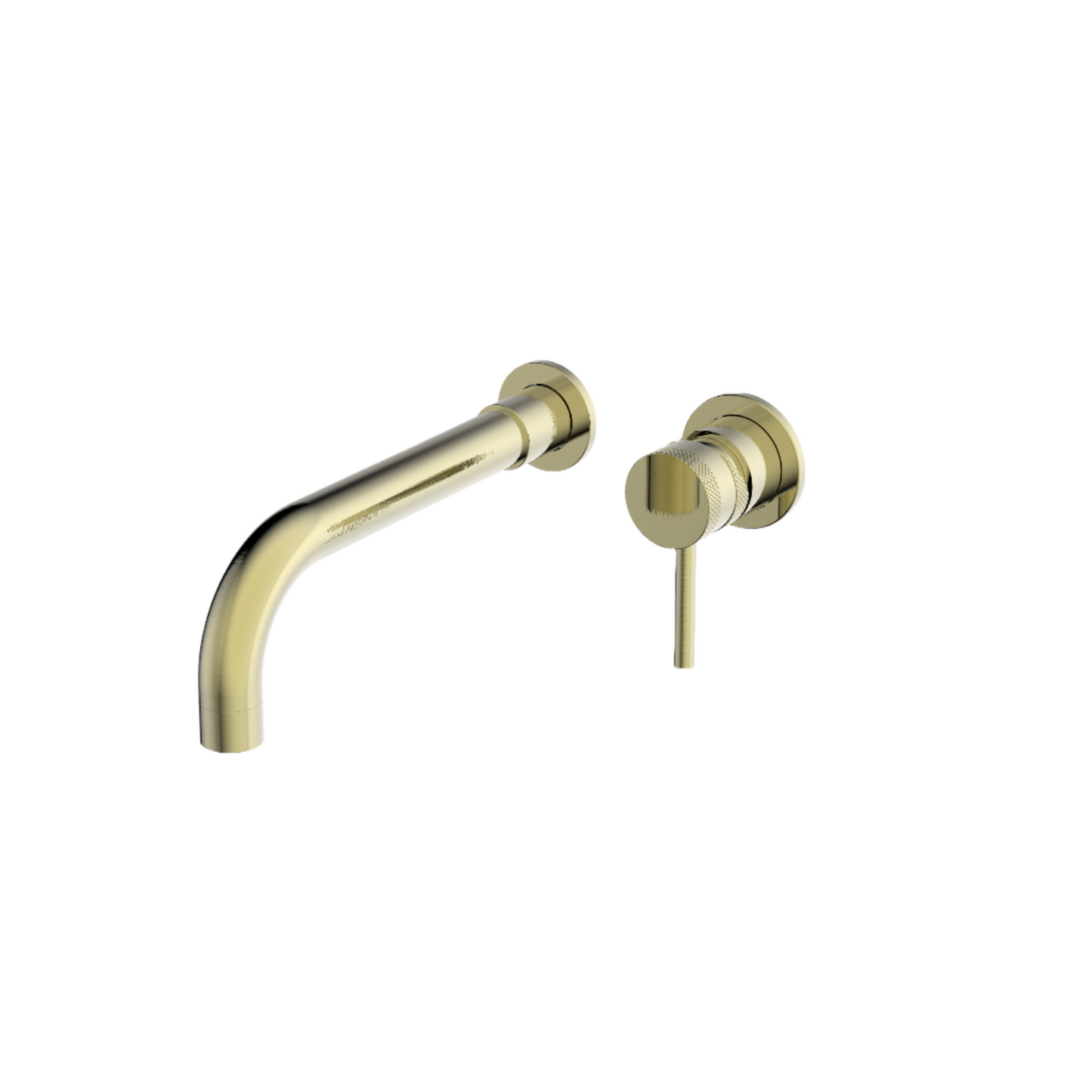Clarity Knurled Brushed Brass Wall Mounted Basin Mixer