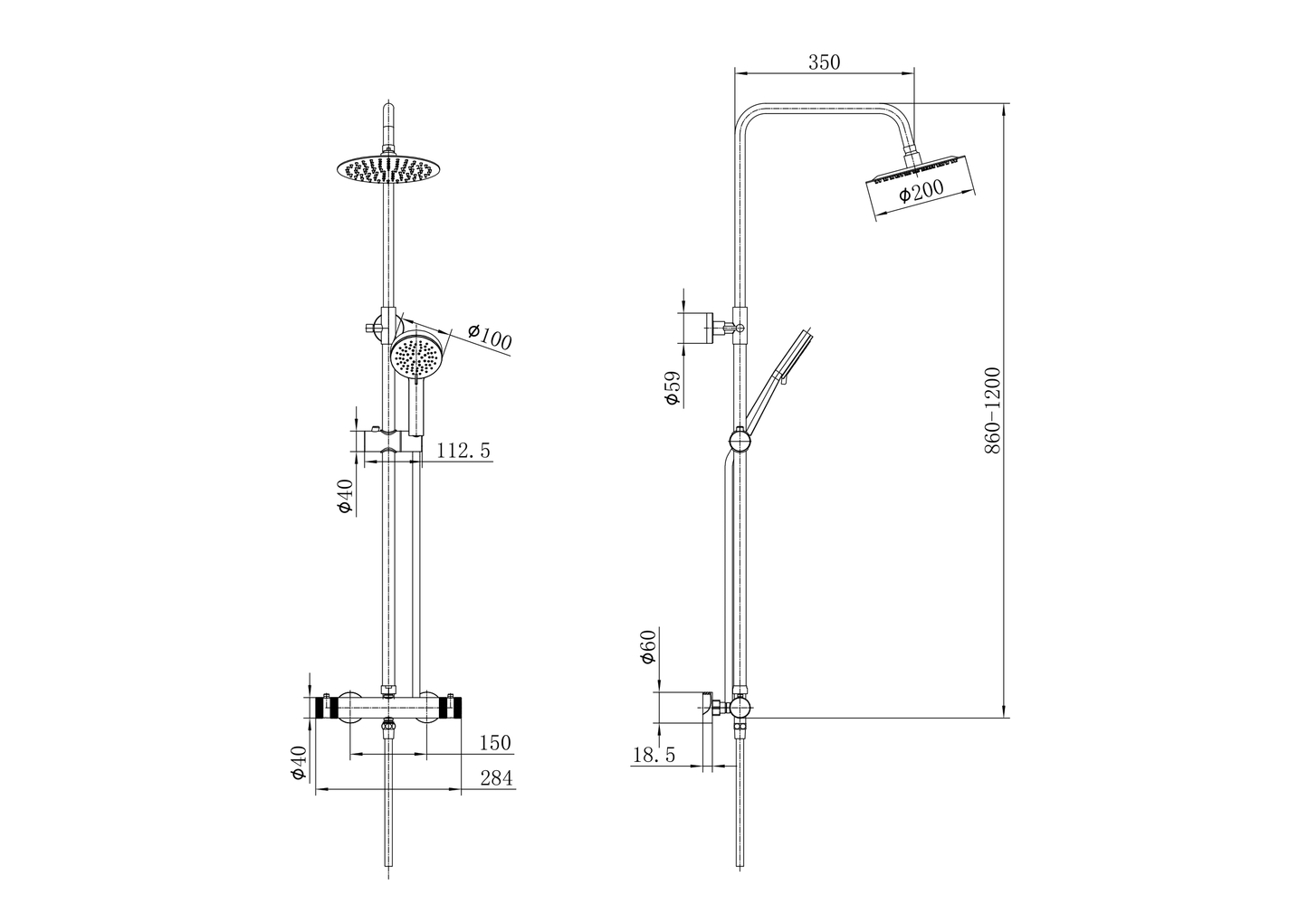 Clarity Knurled Brushed Brass Thermostatic Bar Shower