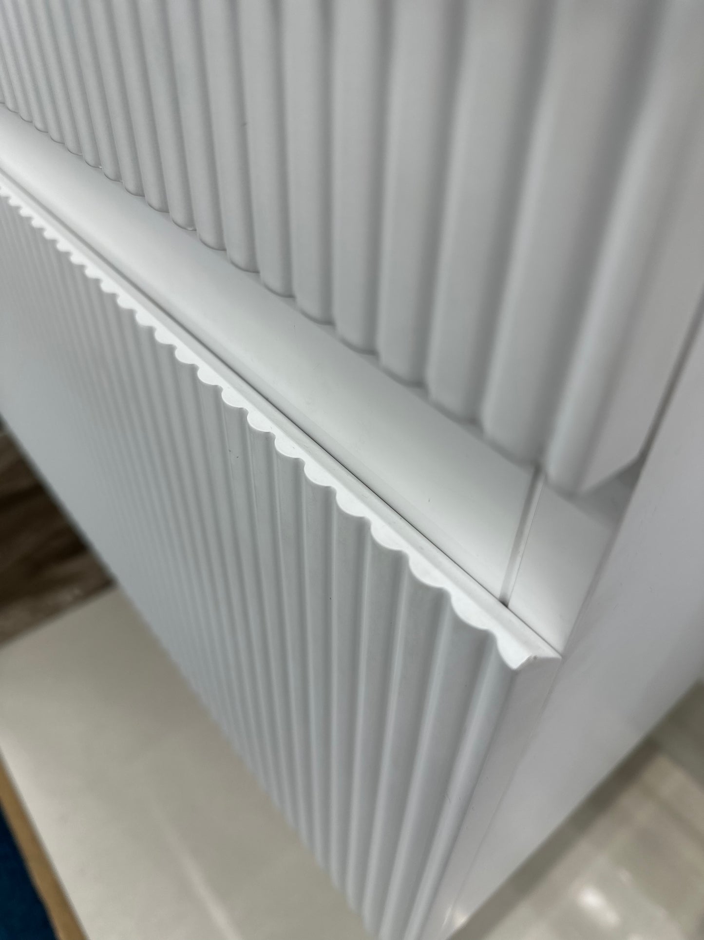 600 Waterproof PVC Fluted Wall Hung Edge Basin - Matt White - YSGG103MW