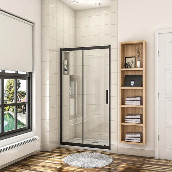 Aspire 8mm Black Sliding Shower Door 1400mm