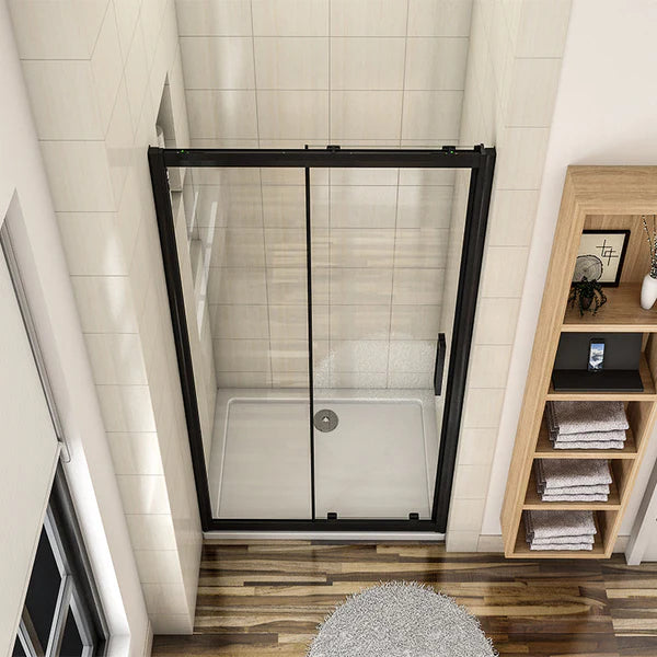 Aspire 8mm Black Sliding Shower Door 1400mm