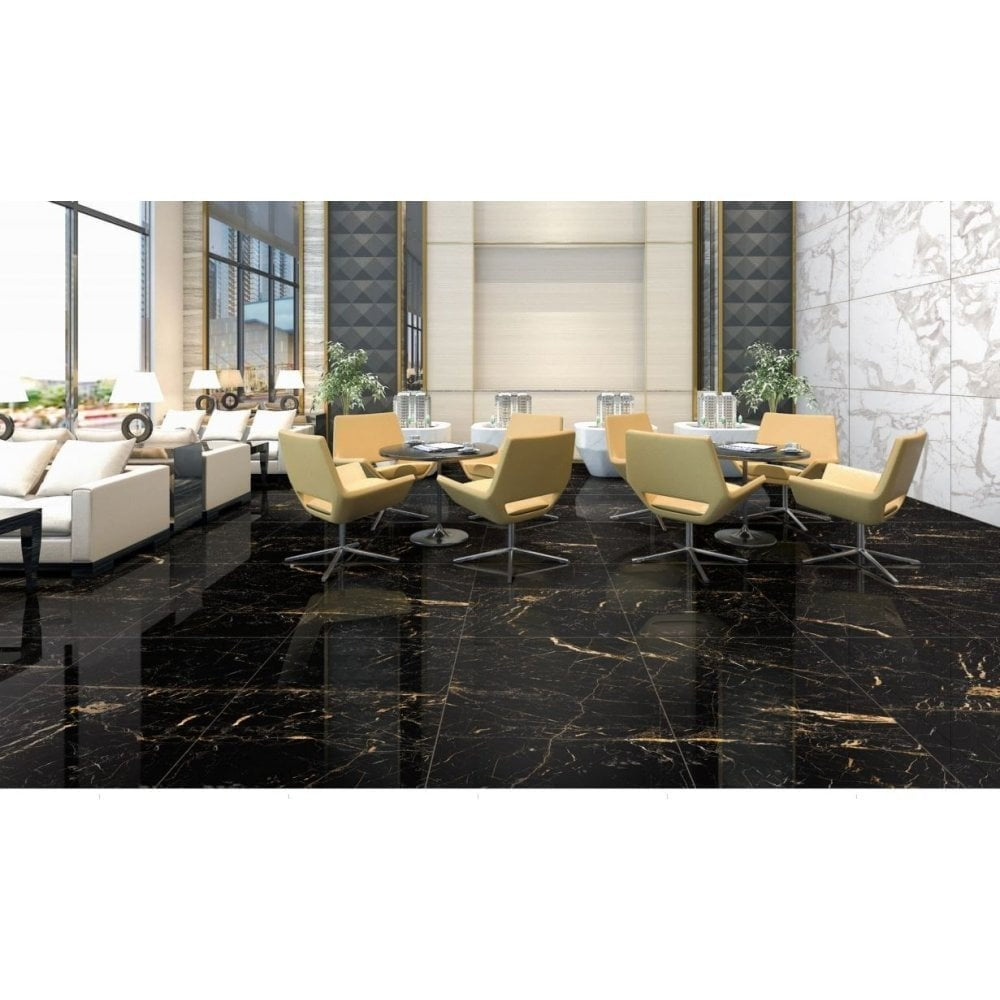 Golden Black 60cm x 60cm Wall and Floor Tile