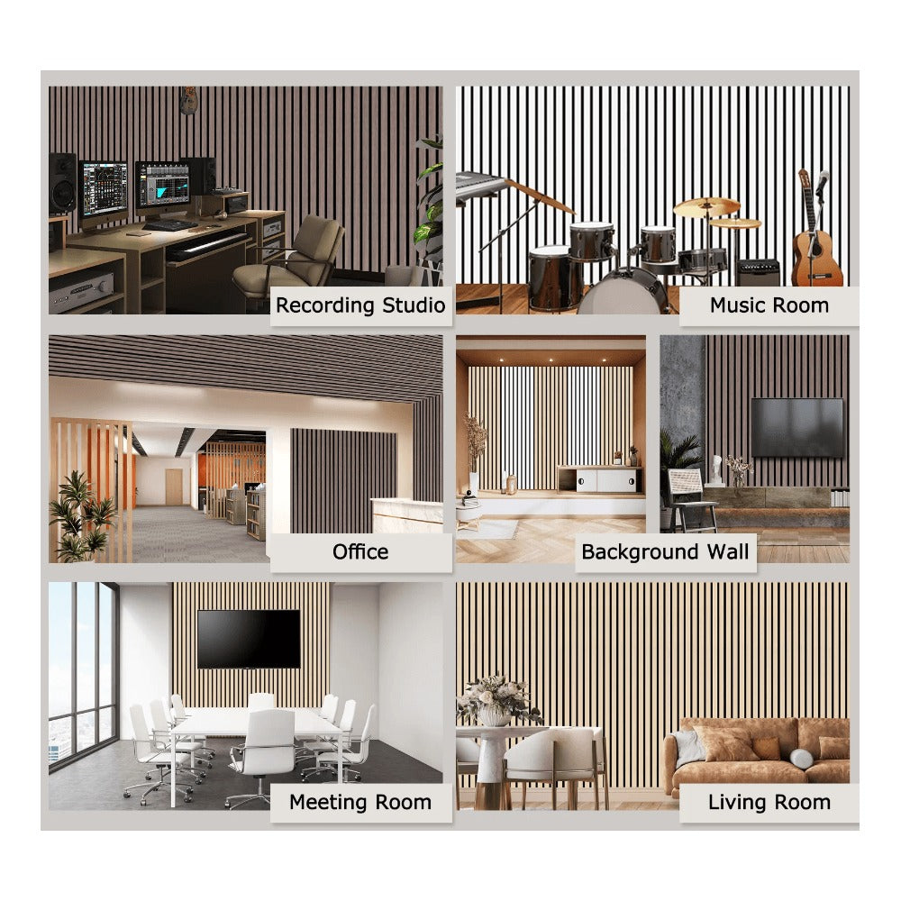 Black Oak Wooden Slat Acoustic Wall Panel 600x2400x21mm
