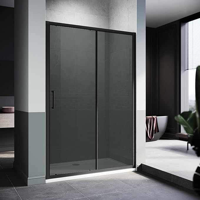 Smoked 8mm Black Sliding Shower Door 1000mm