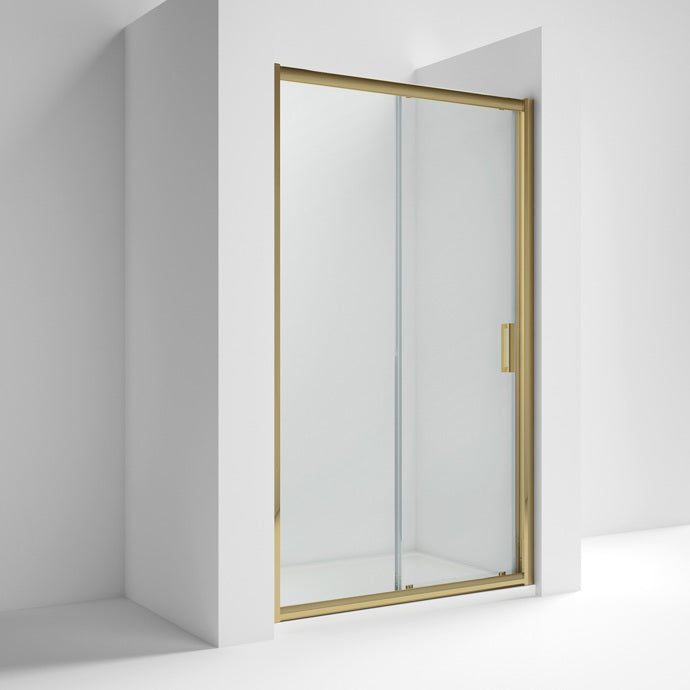 Hygen 6mm Brushed Brass Sliding Shower Door 1000mm