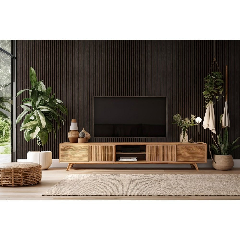 Walnut Wooden Slat Acoustic Wall Panel 600x2400x21mm
