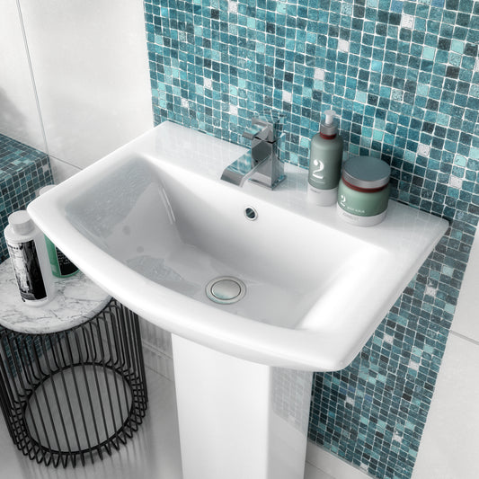 Asselby 600mm 1TH Basin & Pedestal
