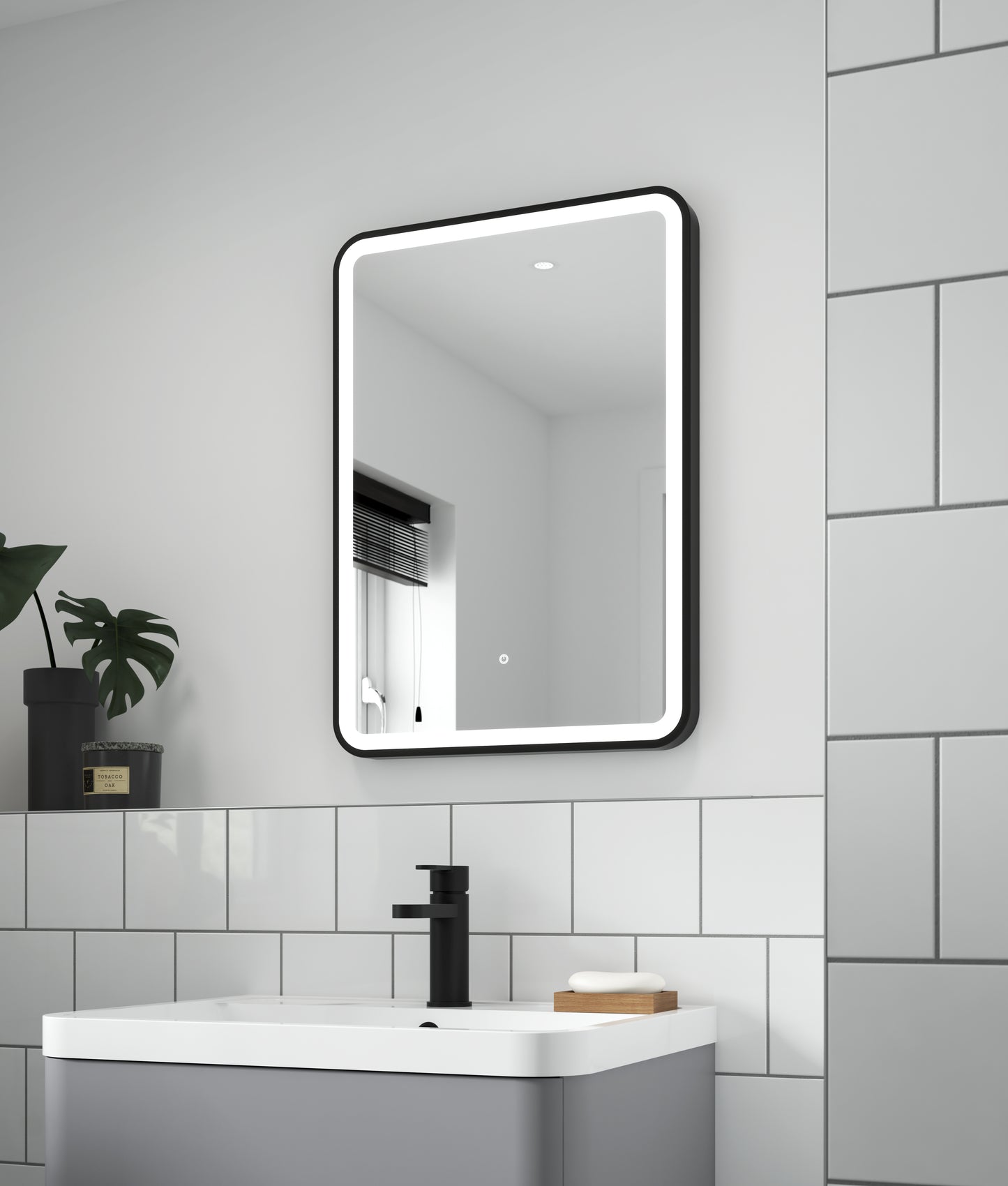 Hydrus Black Framed LED Mirror