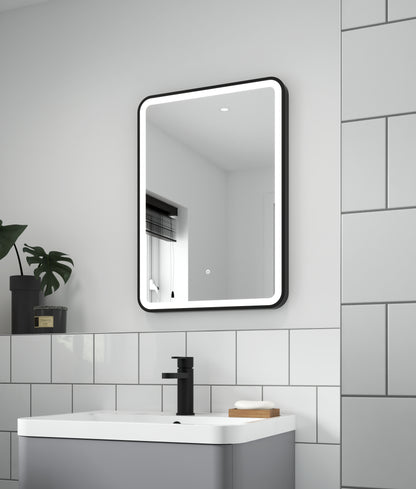 Hydrus Black Framed LED Mirror