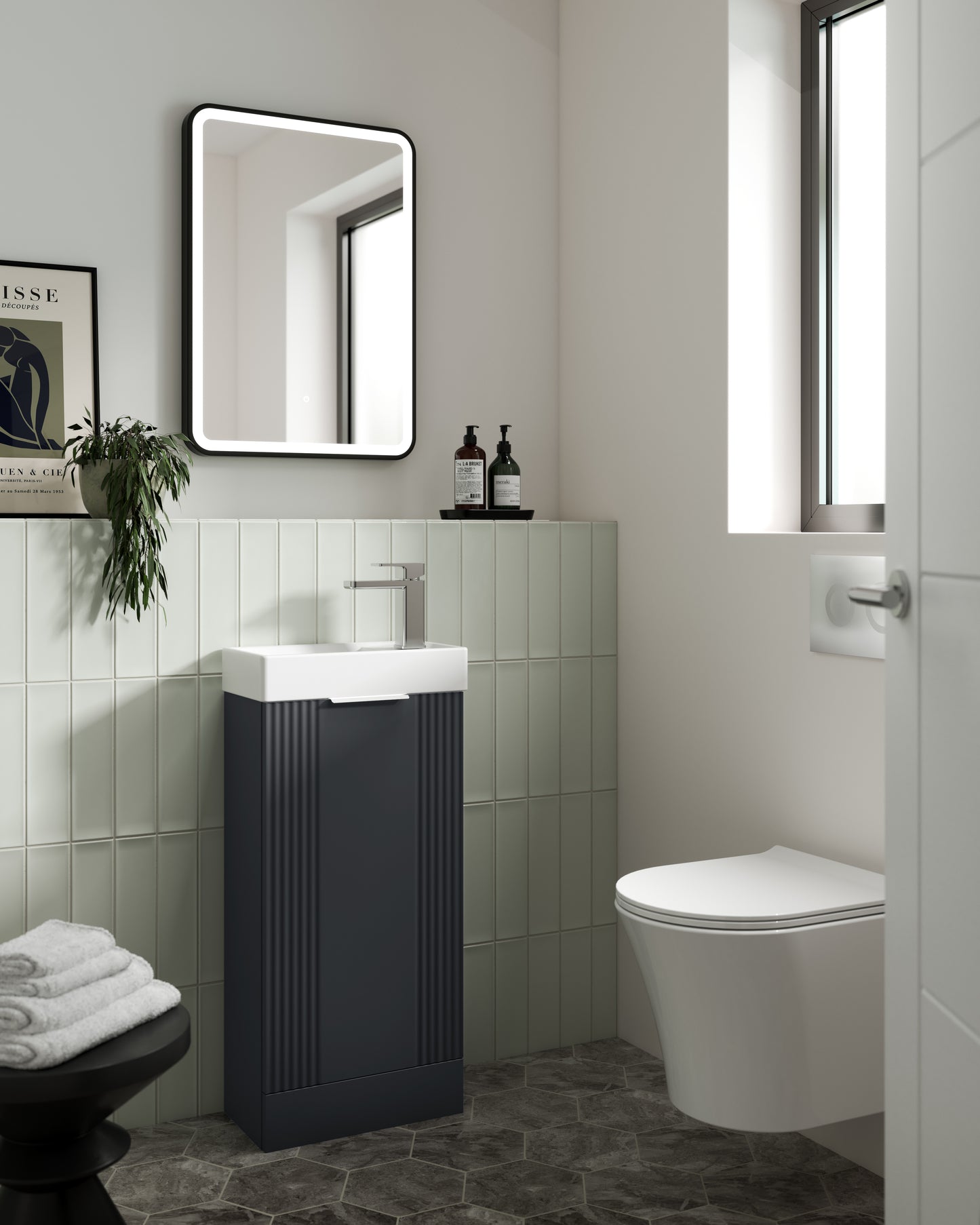 Hydrus Black Framed LED Mirror
