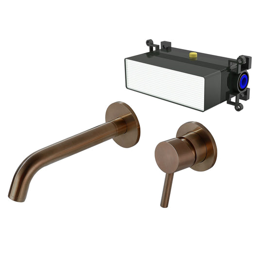 Elora Brushed Bronze Wall Mounted Basin Mixer