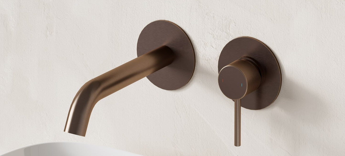Elora Brushed Bronze Wall Mounted Basin Mixer