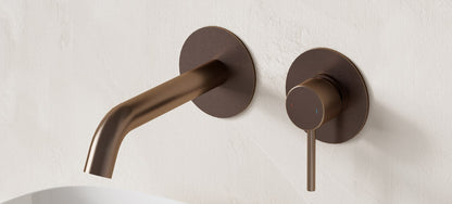 Elora Brushed Bronze Wall Mounted Basin Mixer