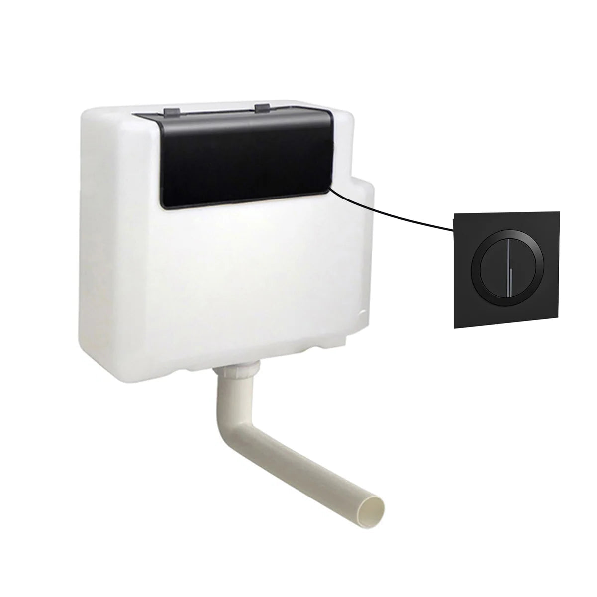 Concealed Cistern Dual Flush Front Access Round Button Matte Black