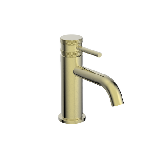Clarity Knurled Brushed Brass Basin Mixer