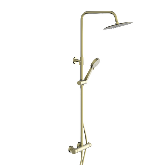 Clarity Knurled Brushed Brass Thermostatic Bar Shower