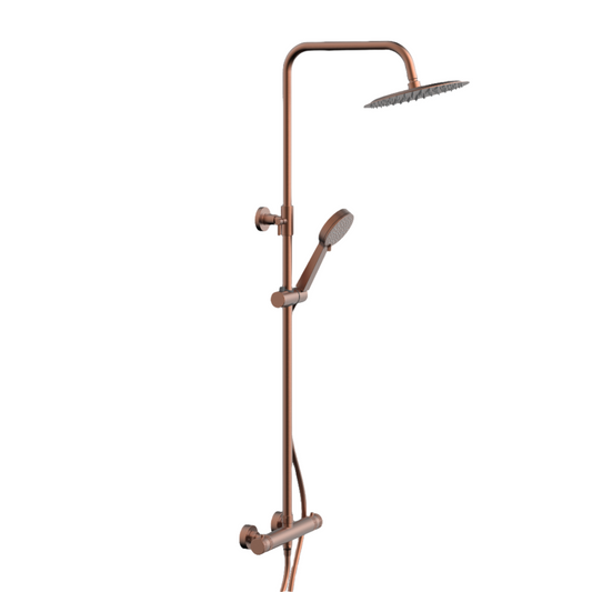 Clarity Knurled Brushed Bronze Thermostatic Bar Shower