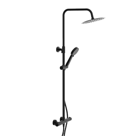 Clarity Knurled Matt Black Thermostatic Bar Shower