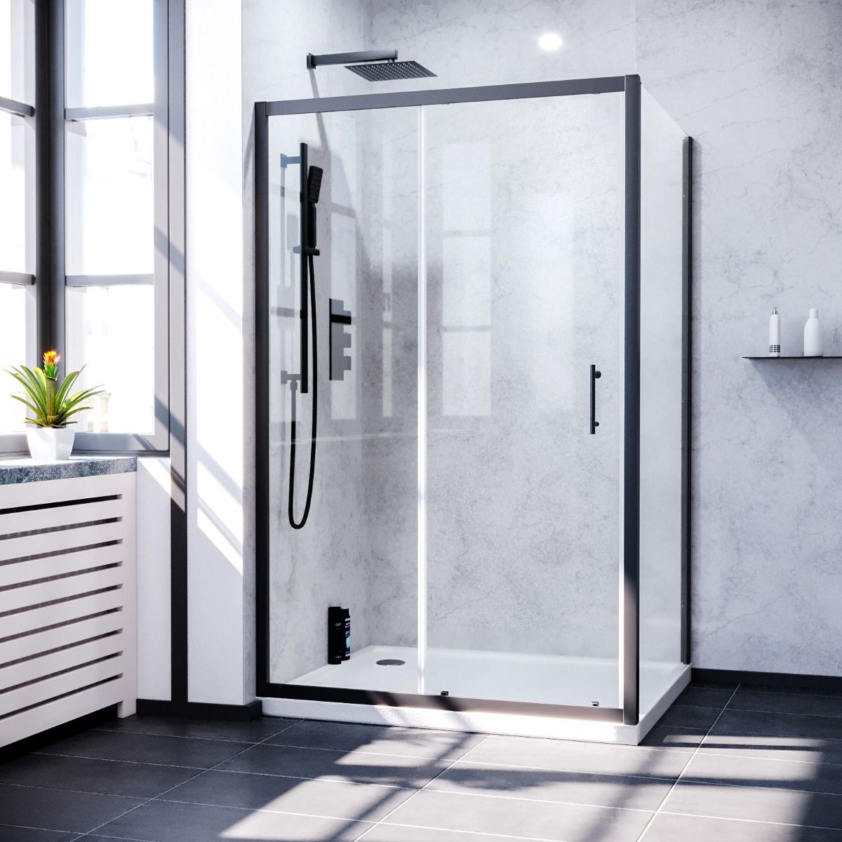 Hygen 6mm Black Sliding Shower Door 1200mm