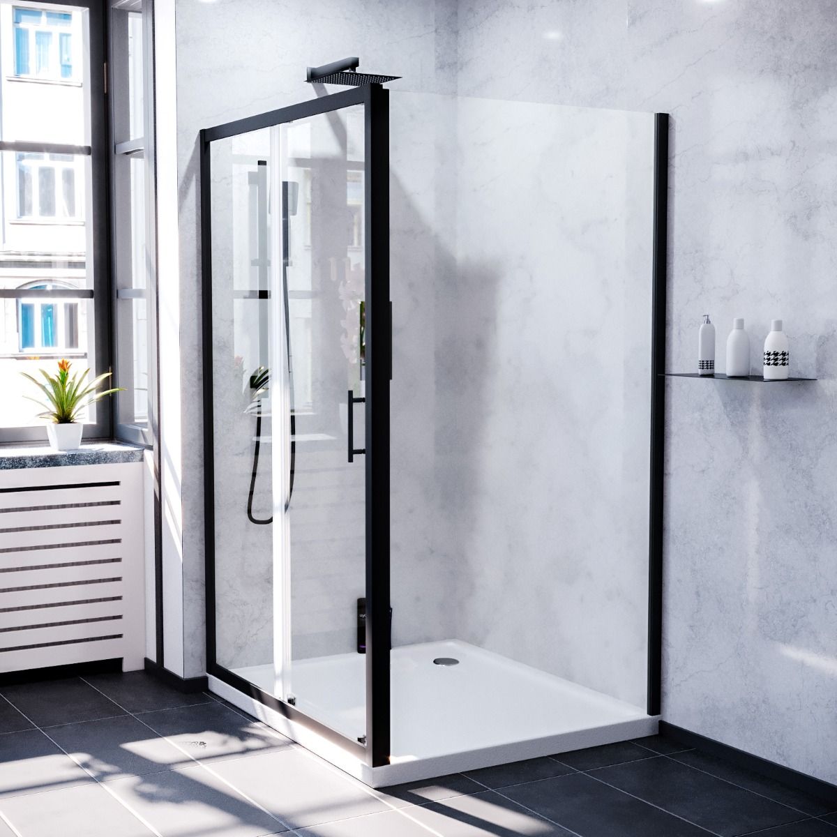 Hygen 6mm Black Sliding Shower Door 1200mm