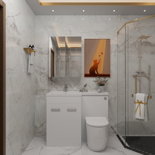 Memphis 1100mm L Shape Waterproof PVC Vanity Unit, L Basin and WC Box