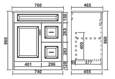 Hilton 750mm Traditional Waterproof PVC Vanity Unit and Basin