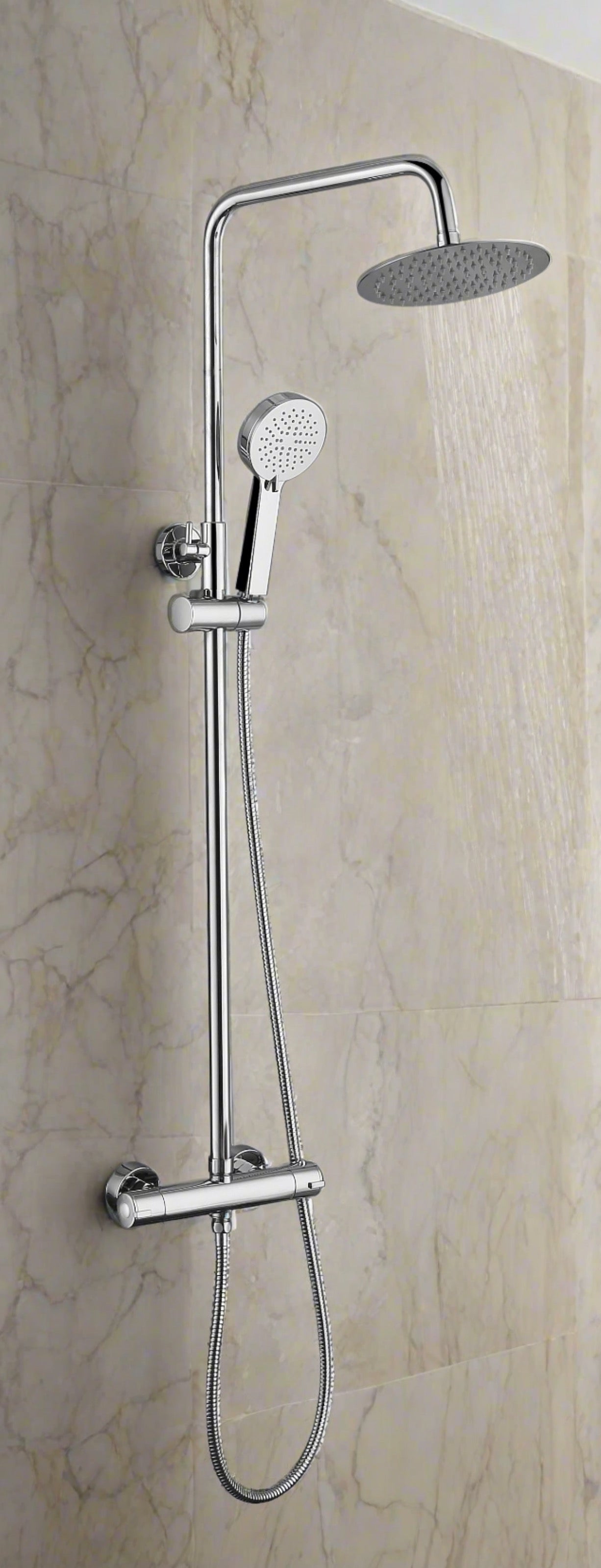 Chrome Slim Square Thermostatic Bar Shower