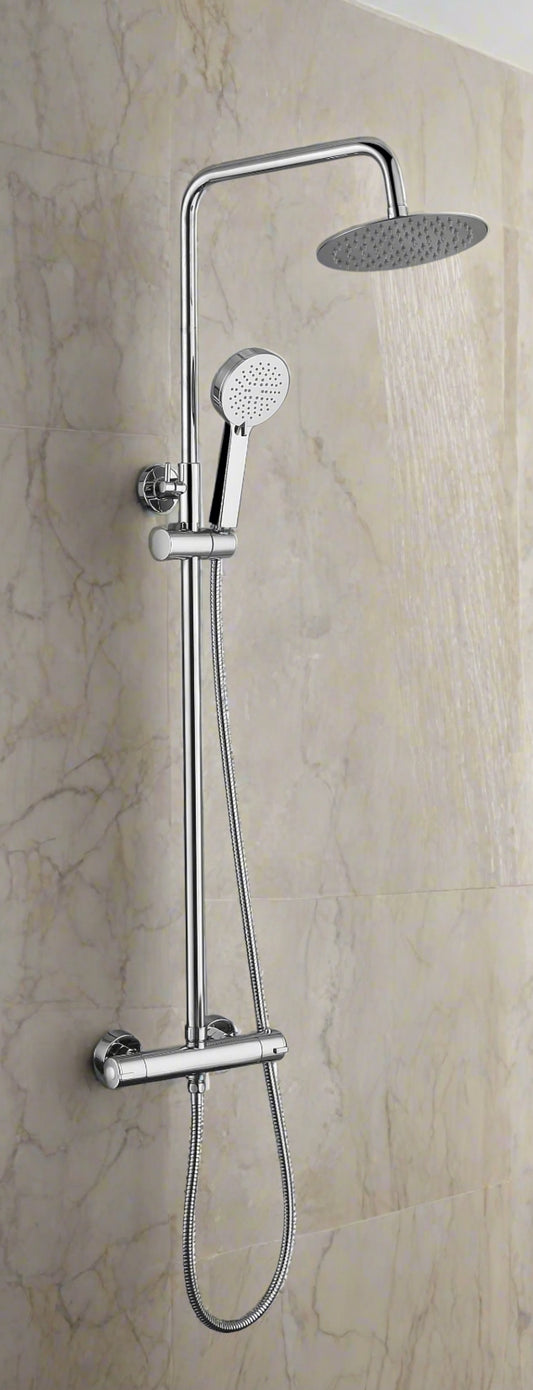 Chrome Slim Square Thermostatic Bar Shower