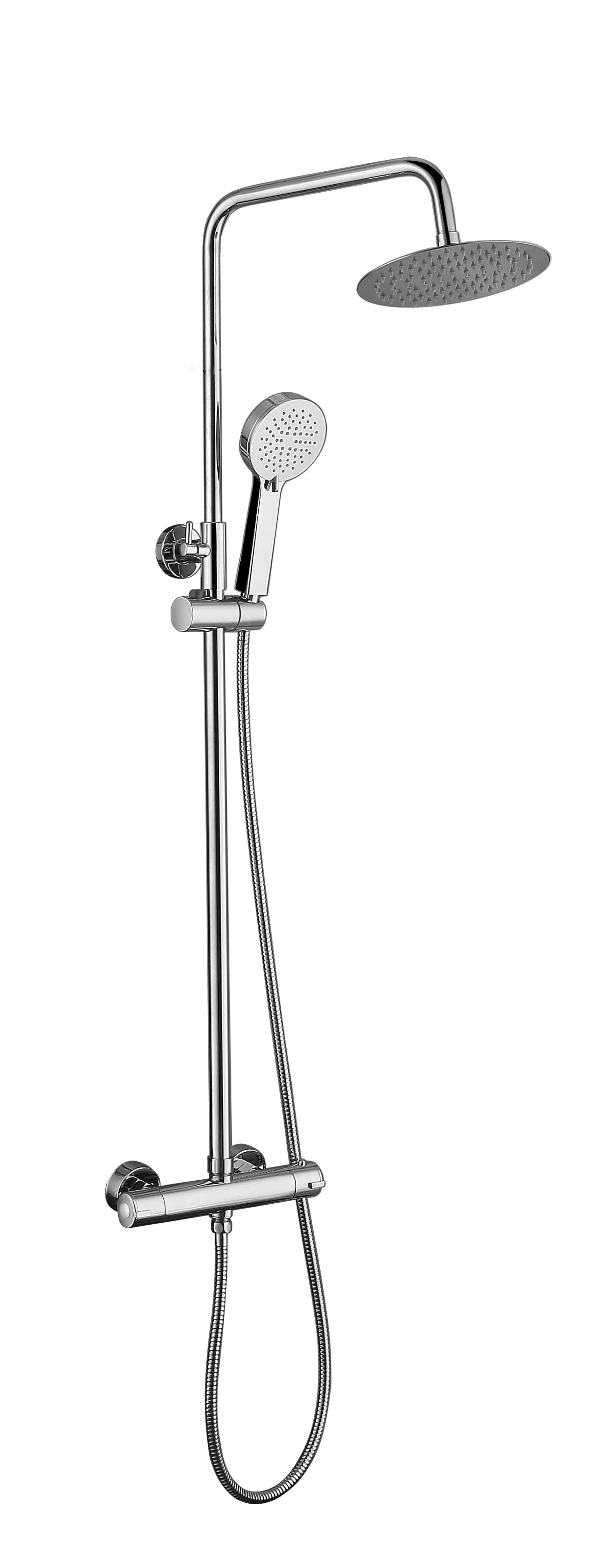 Chrome Slim Square Thermostatic Bar Shower