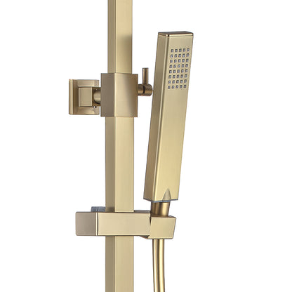 Brushed Brass Cool Touch Square Thermostatic Bar Shower