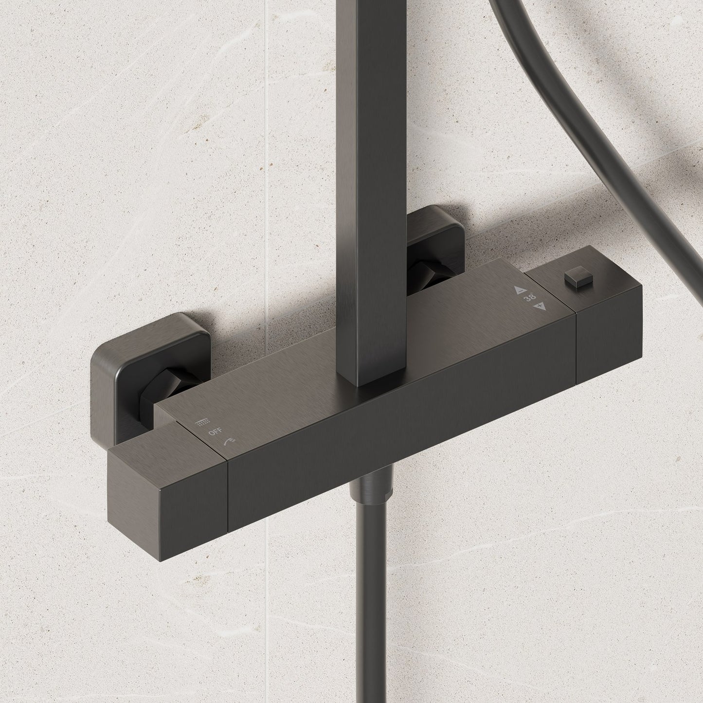 Gunmetal Cool Touch Square Thermostatic Bar Shower