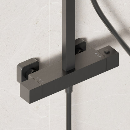 Gunmetal Cool Touch Square Thermostatic Bar Shower