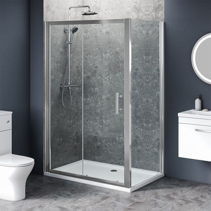 Aqua i 6mm Chrome Sliding Shower Door 1000mm