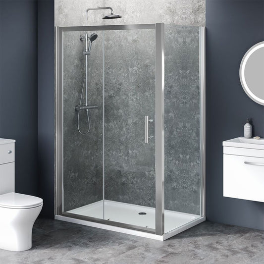 Aqua i 6mm Chrome Sliding Shower Door 1000mm