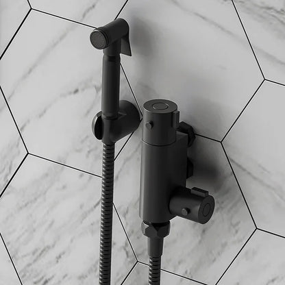 Round Douche Thermostatic Bar Valve with Shower Spray Kit Black
