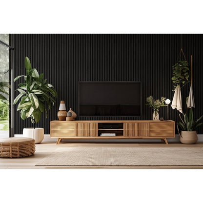 Black Oak Wooden Slat Acoustic Wall Panel 600x2400x21mm