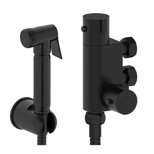 Round Douche Thermostatic Bar Valve with Shower Spray Kit Black