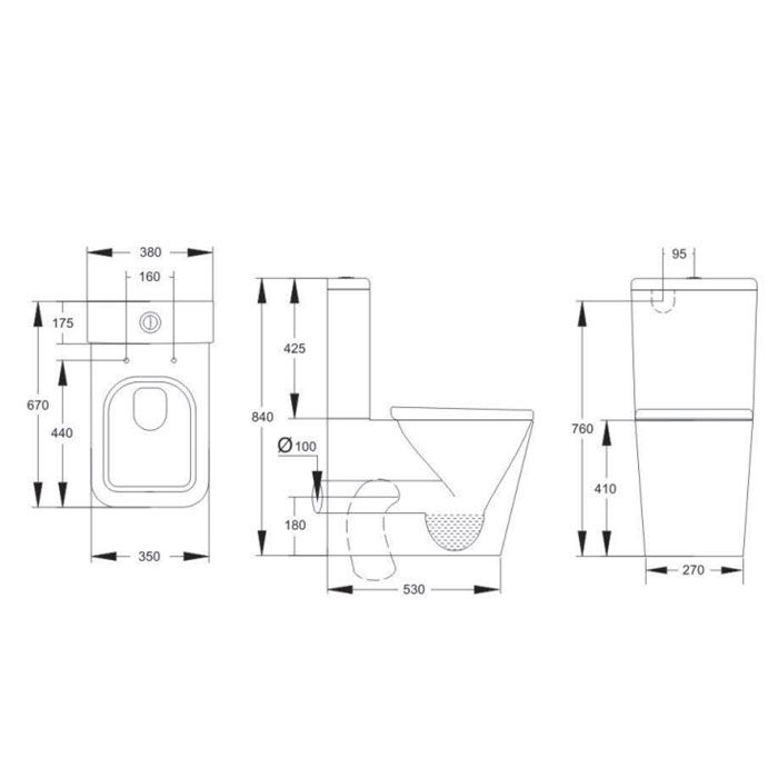 Harbour Close Coupled Toilet Flush to Wall