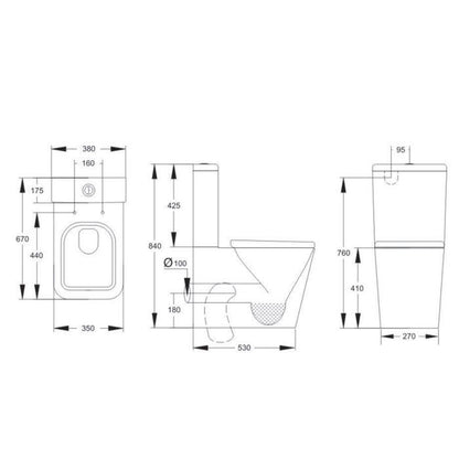 Harbour Close Coupled Toilet Flush to Wall
