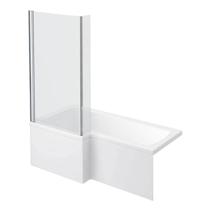 L-Shaped Shower Bath - 1700mm incl. Screen + Panel