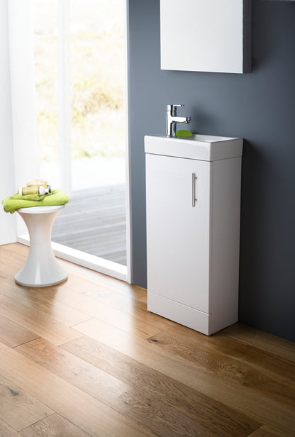 Floor Standing Single Door Compact Vanity Unit with Ceramic Basin 400mm
