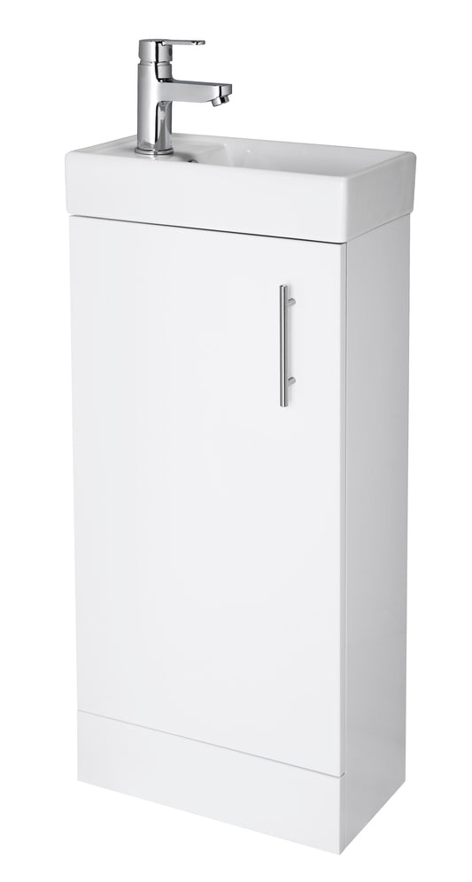 Floor Standing Single Door Compact Vanity Unit with Ceramic Basin 400mm